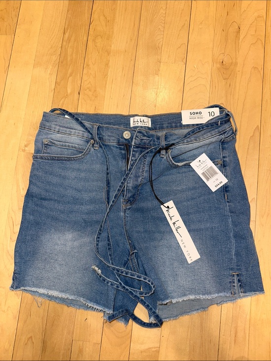 Nicole Miller Pants - Nicole Miller Medium Blue High-Rise Denim Tie-Waist Shorts